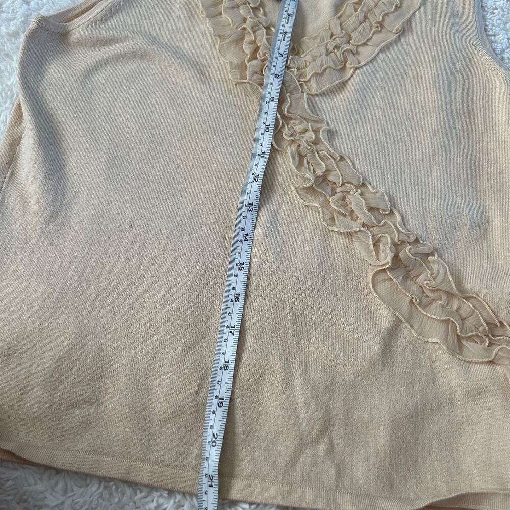 August Silk VTG Y2K Womens Silk Ruffle Top Quiet Luxury Capsule Minimalist Sz L - Picture 4 of 5